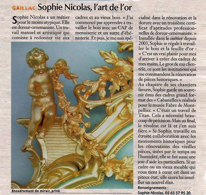 presse l'atelier Sophie Nicolas