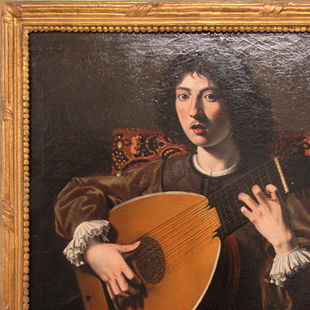 restauration conservatoire du cadre de la peinture le joueur de luth de Nicolas Tournier, musée des Augustins, Toulouse